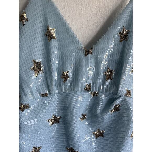 Superdown Dress Dina Mini Sequins Light Blue Star Embellished Size Small - Picture 6 of 8